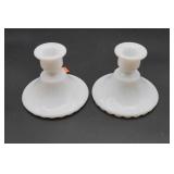 White Glass Candlestick Holders