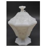 White Milk Glass Covered Dish with