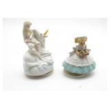 Two Music Box Figurines Unicorn & Girl