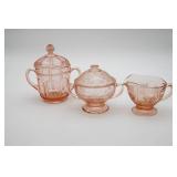 Pink Depression Glass Sugar Bowls,