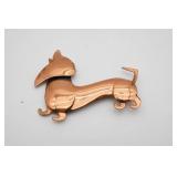 Copper Dachshund Dog-Shaped Pin Brooch