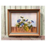 Framed Morning Glory Floral Painting