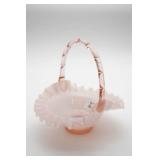 Fenton Pink Glass Basket
