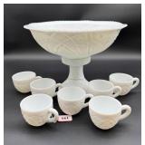 Milk Glass Punch Bowl and Cups