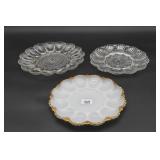 Three Glass and Milk Glass Egg Plates