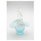 Fenton Blue Hobnail Glass Basket