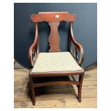 Wooden Arm Chair w/Upholstered Seat