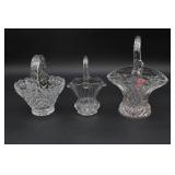 Three Clear Glass Baskets