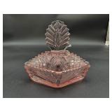 Vintage Pink Art Deco Depression Glass Vanity Dish