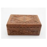 Carved Wooden Decorative Box with Floral Motif