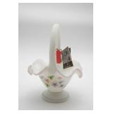 Fenton Hand Painted Floral Basket