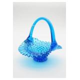Fenton Blue Glass Hobnail Basket