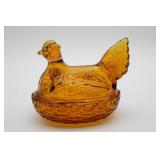 Amber Glass Hen-on-Nest