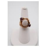 10KT Yellow Gold Ring with Opal Center Stone