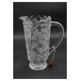 Clear Glass Pitcher with Etched Fruit Design