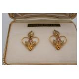 Black Hills Gold Heart Earrings with Box