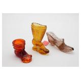 Glass Boot and Shoe Figurines (3)