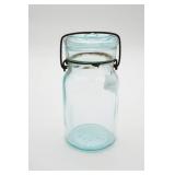 Vintage Putnam 409 Aqua Glass Jar with Bale