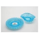 Fenton Blue Hobnail Glass Dishes (2)