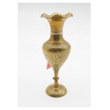 Brass Vase with Etched Floral Design