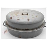 Enamel Covered Roaster With Handles