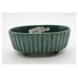 Hull Pottery Oval Green Ribbed Planter