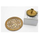 Brass Trivet and Candlestick Holder
