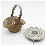Metal Basket and Mosaic Tile Trivet