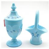 Westmoreland Blue Milk Glass Compote &