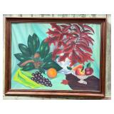 Framed Still-Life Oil Painting With Fruit