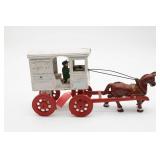 Cast Iron Horse-Drawn Milk Wagon Toy