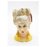 Vintage Lady Head Vase with Pearl Details