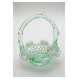 Mini Fenton Hobnail Green Basket