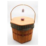 Longaberger Octagonal Basket w/ Lid & Inserts