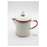 Vintage White Enamel Coffee Pot With Lid