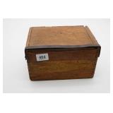 Wooden Box With Hinged Lid and Iron Handle