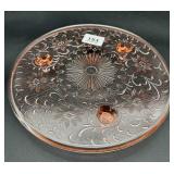 Pink Depression Glass Footed Cake Plate