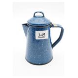 Blue Speckled Enamel Coffee Pot