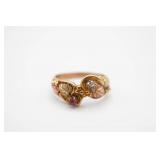 10K Gold Ring With Diamond and Ruby Accent