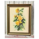Framed Yellow Rose Floral Artwork