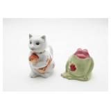 Cat Teapot With Fish and Ganz Frog Figurine