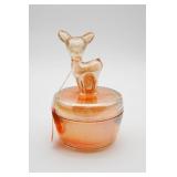 Deer Amber Color Glass Trinket Dish