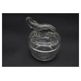Clear Glass Elephant Lidded Dish