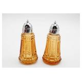 Amber Glass Salt and Pepper Shakers