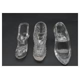 Three Glass Shoe Figurines