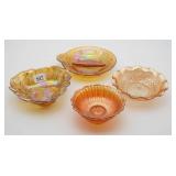 Four Carnival Glass Dishes Assorted Designs