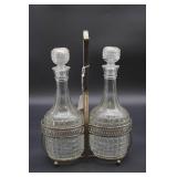 Glass Decanters in Metal Holder