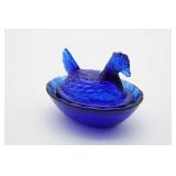 Mini Cobalt Blue Glass Hen on Nest