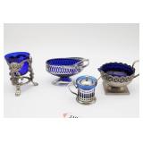 Cobalt Blue Glassware Silver Plate Holders
