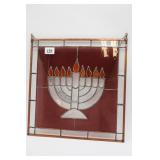 Stained Glass Panel Featuring Menorah Design
